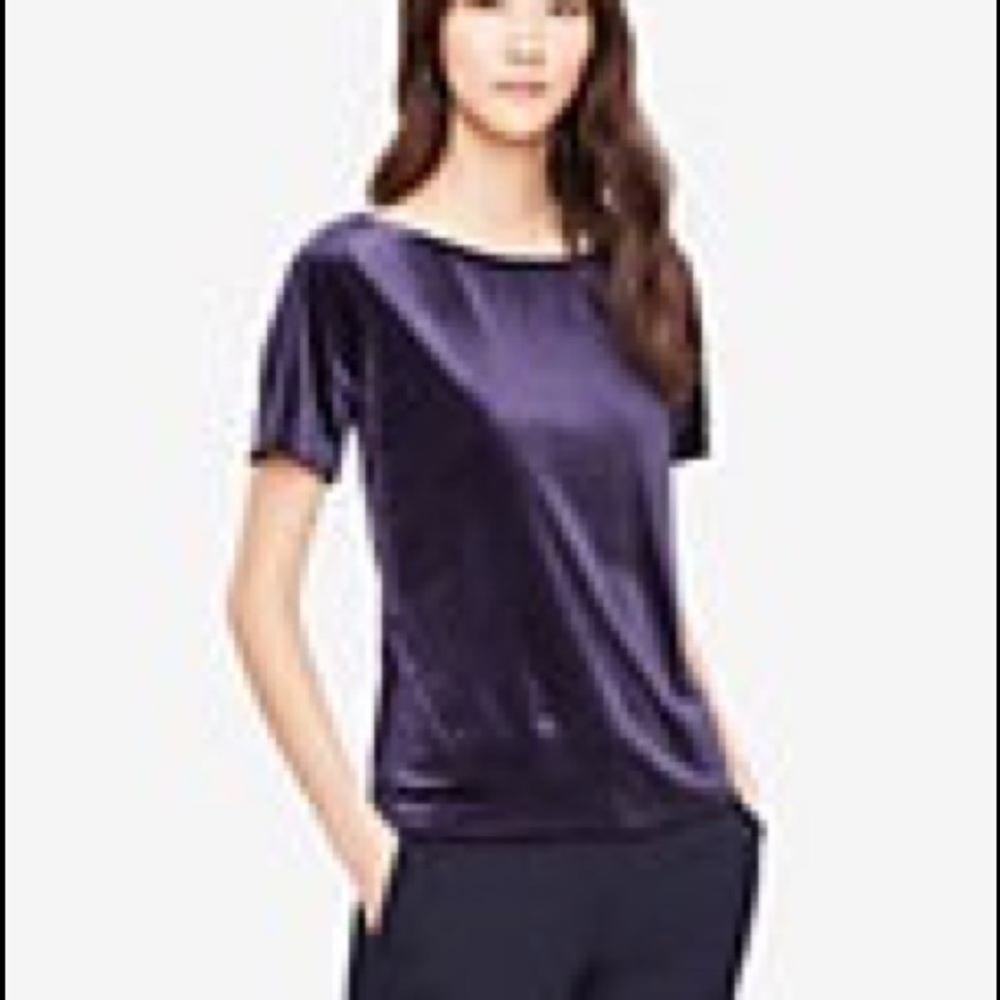 Ann Taylor blue velvet tee L